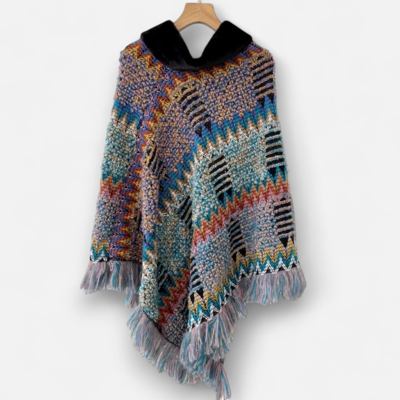 Cape poncho grande taille KIONA gris