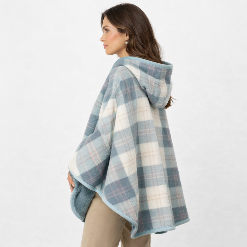 Poncho polaire femme style écossais