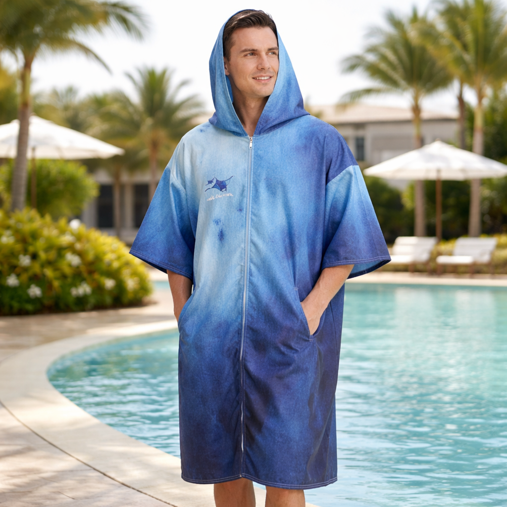 Poncho de bain homme motif raie