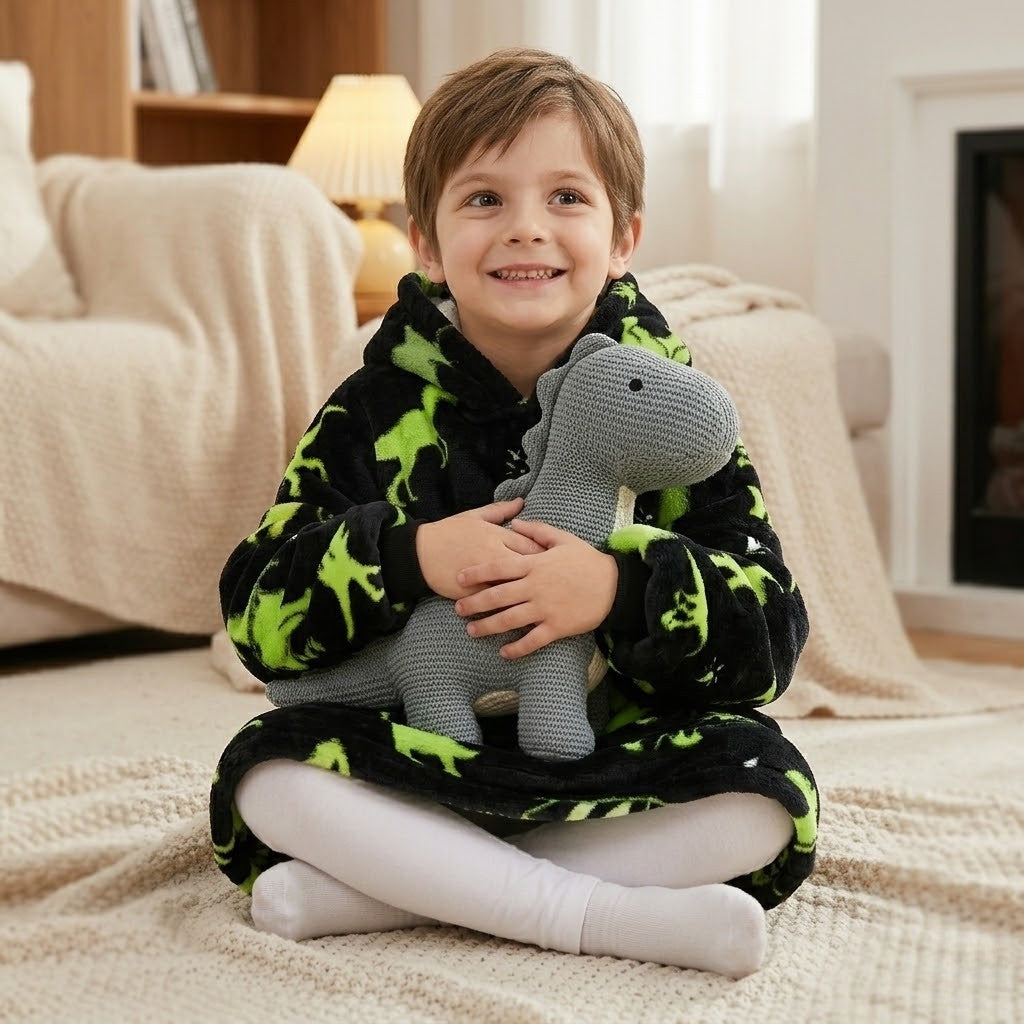 Poncho polaire enfant dinosaure