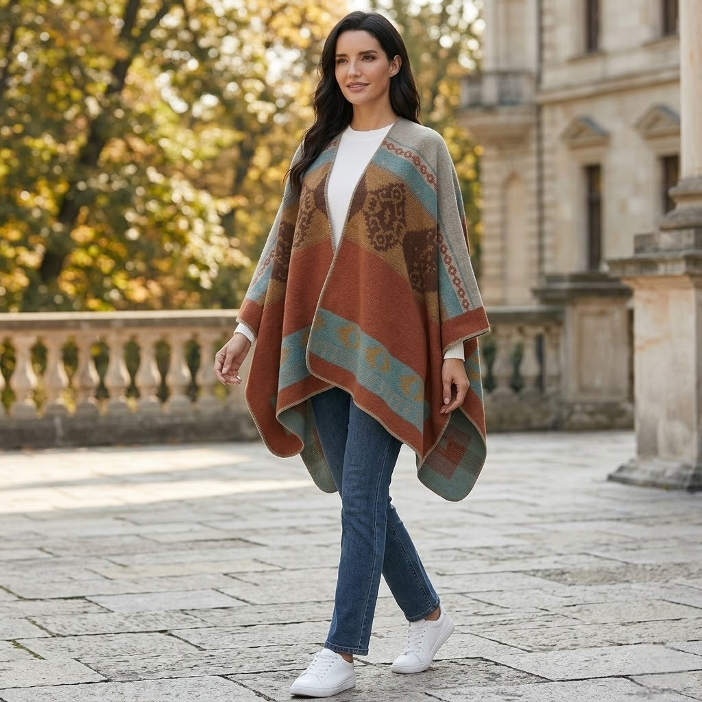 Poncho polaire femme coloré