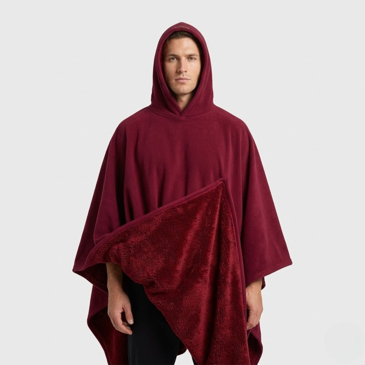 Poncho chaud homme avec capuche