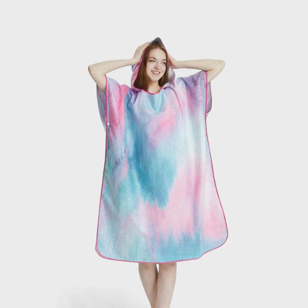 Poncho de bain femme tie-dye pastel