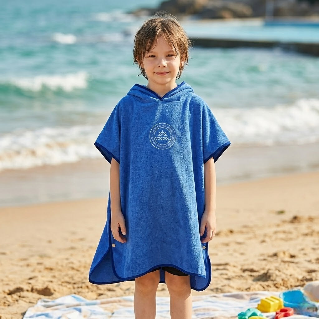 Poncho surf enfant microfibre à capuche