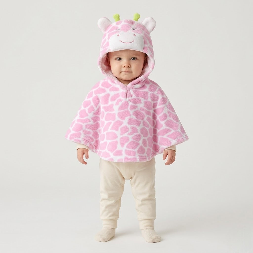 Poncho chaud bébé rose