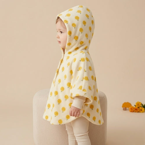 Poncho chaud bébé motif jaune