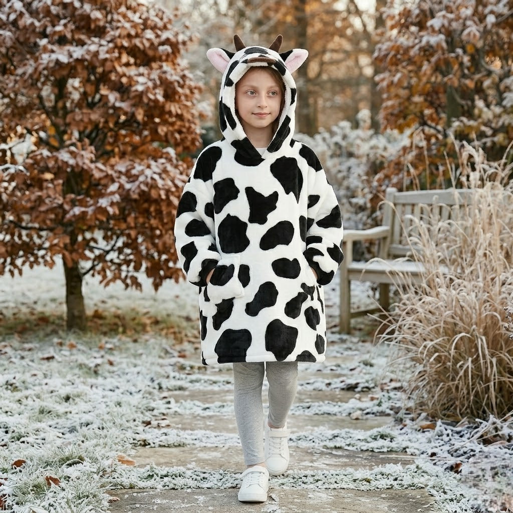 Poncho polaire enfant motif vache