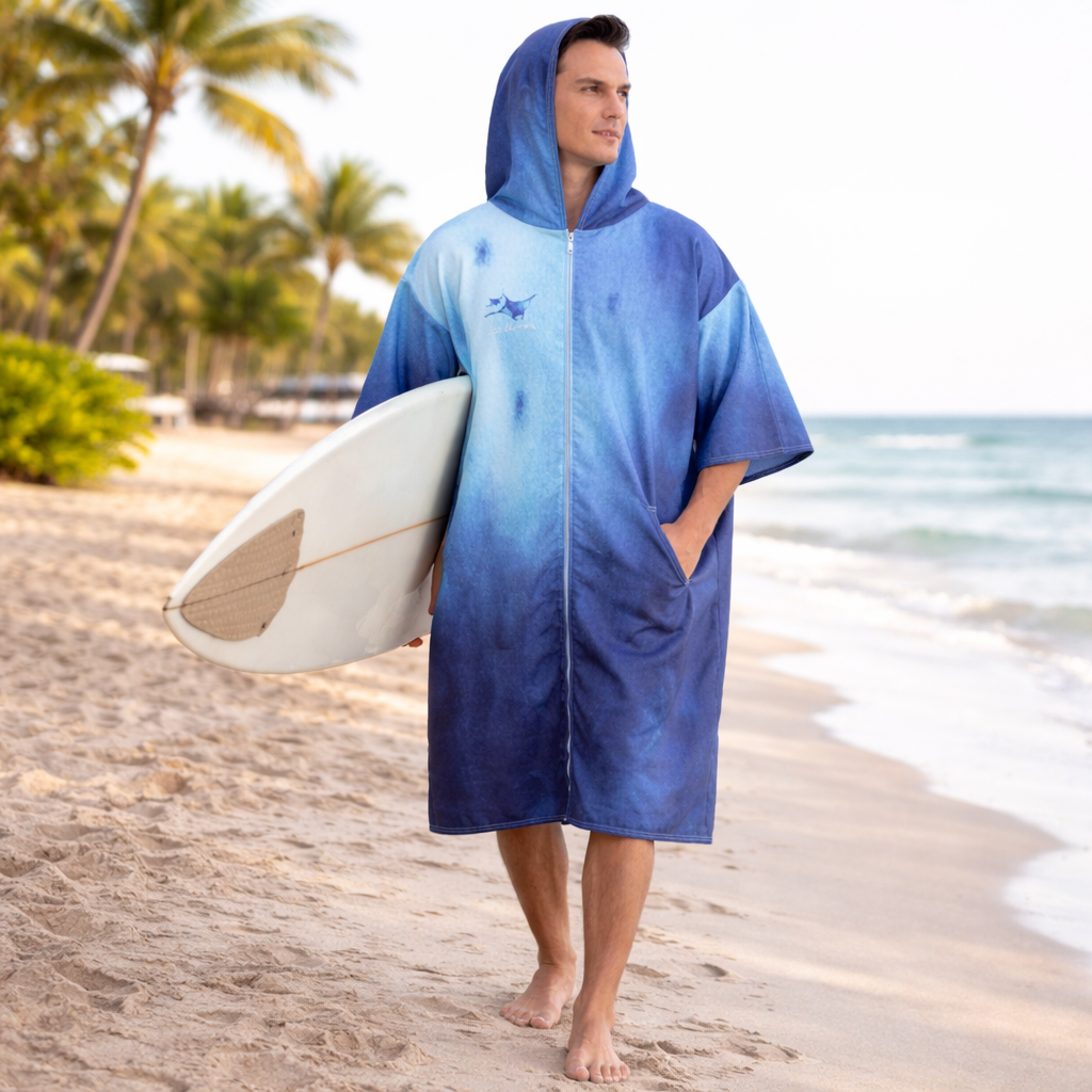 Poncho de bain raie