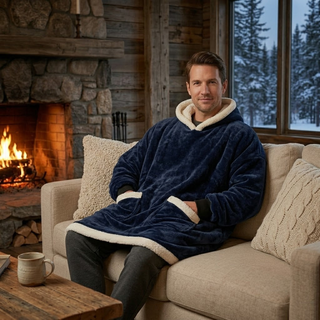 Poncho polaire homme bleu marine