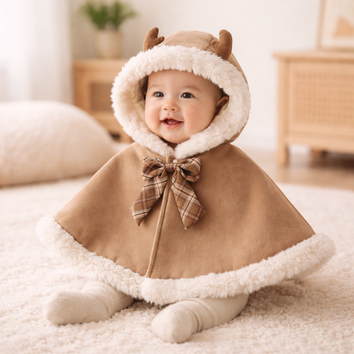 Poncho chaud bébé noeud papillon