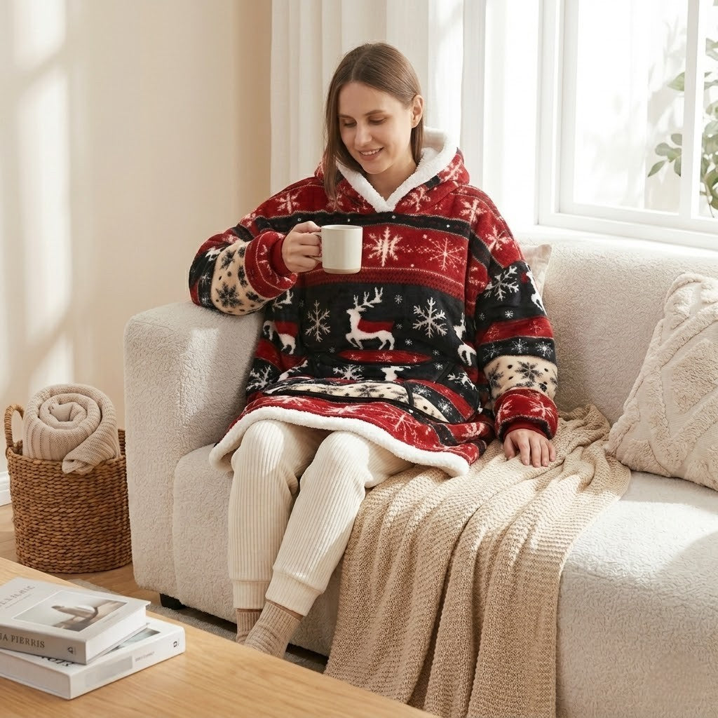 Poncho polaire femme Noël
