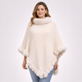 Poncho tendance femme col fourrure