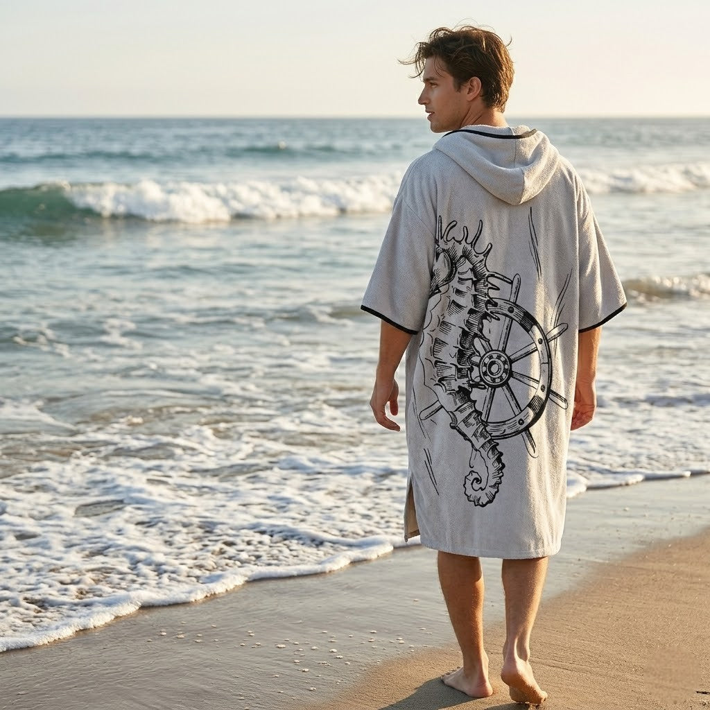 Poncho de surf homme gris