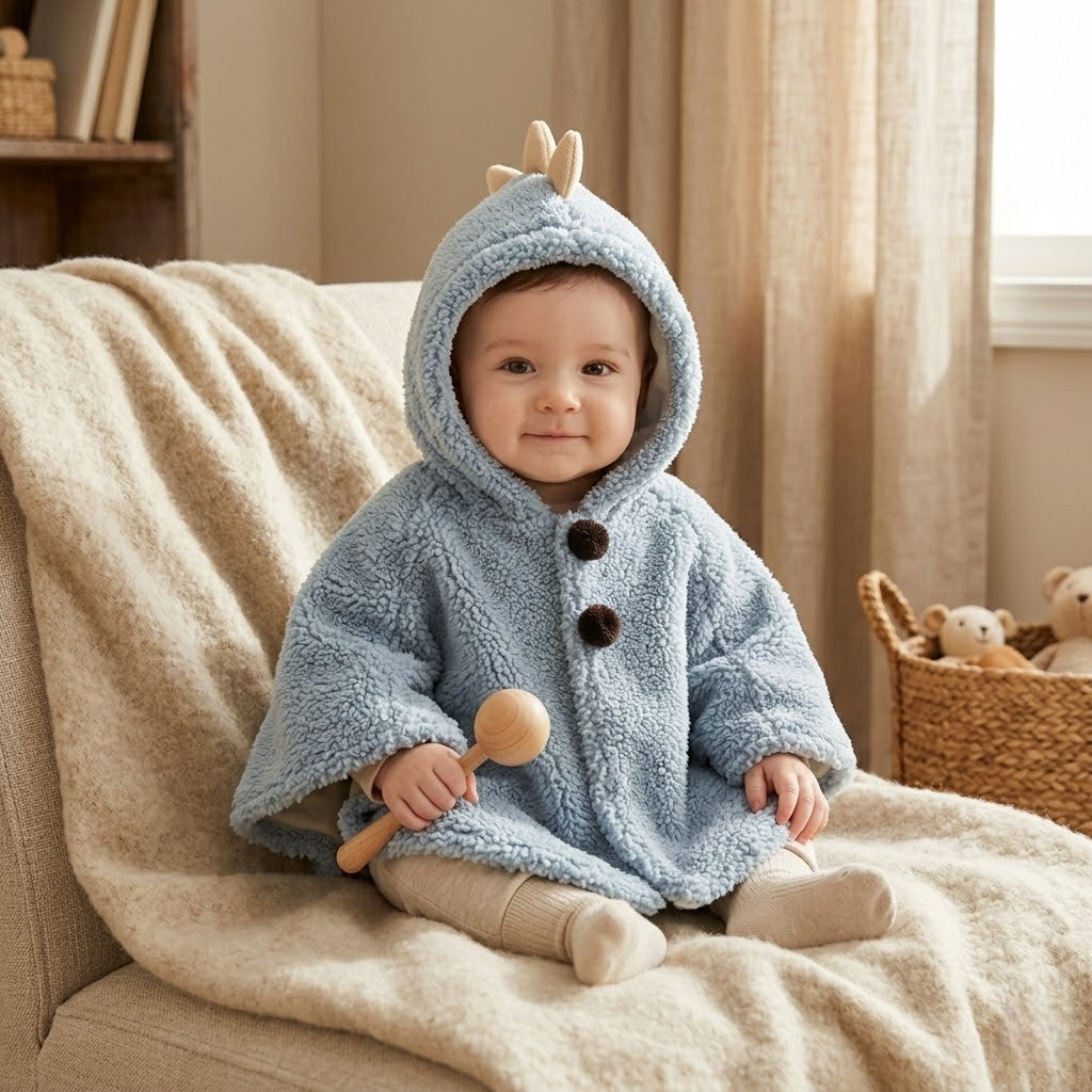 Poncho chaud bébé oreilles d’ourson