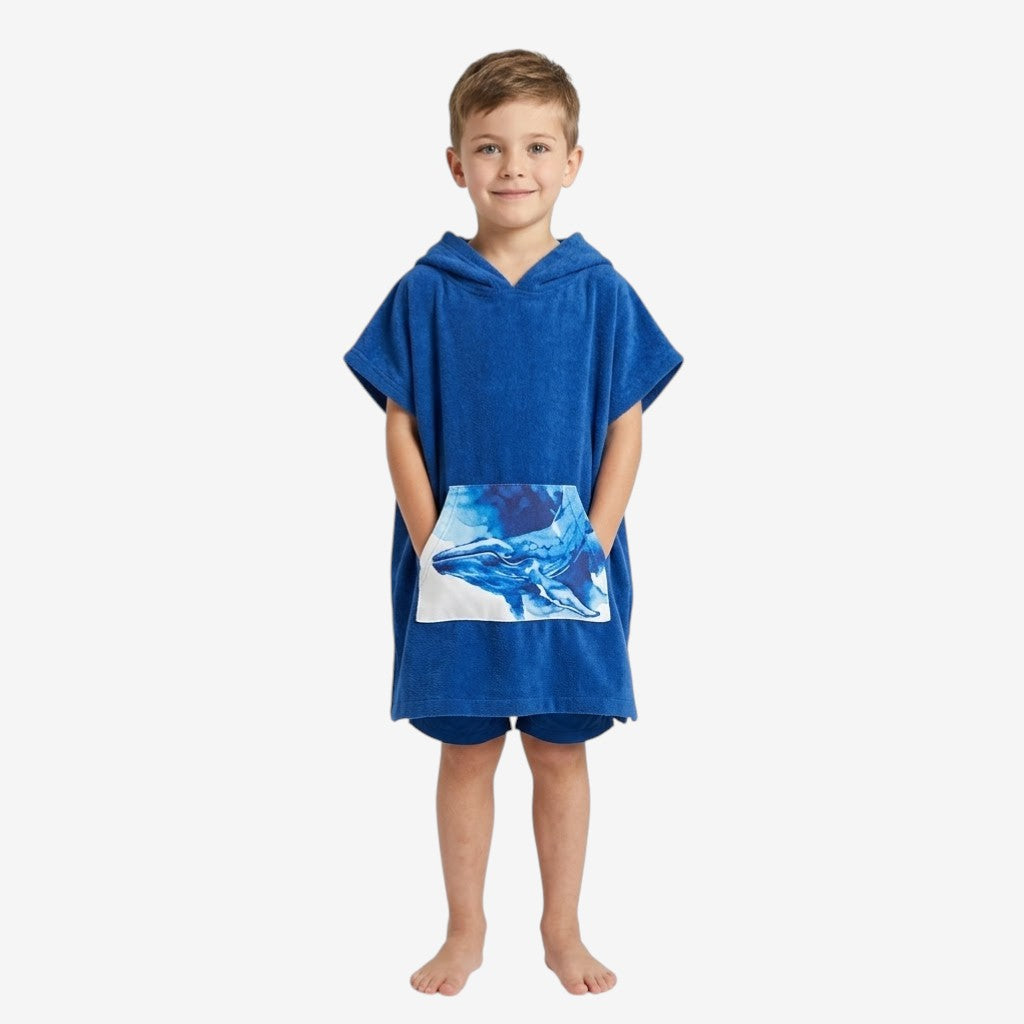 Poncho de bain enfant motif baleine