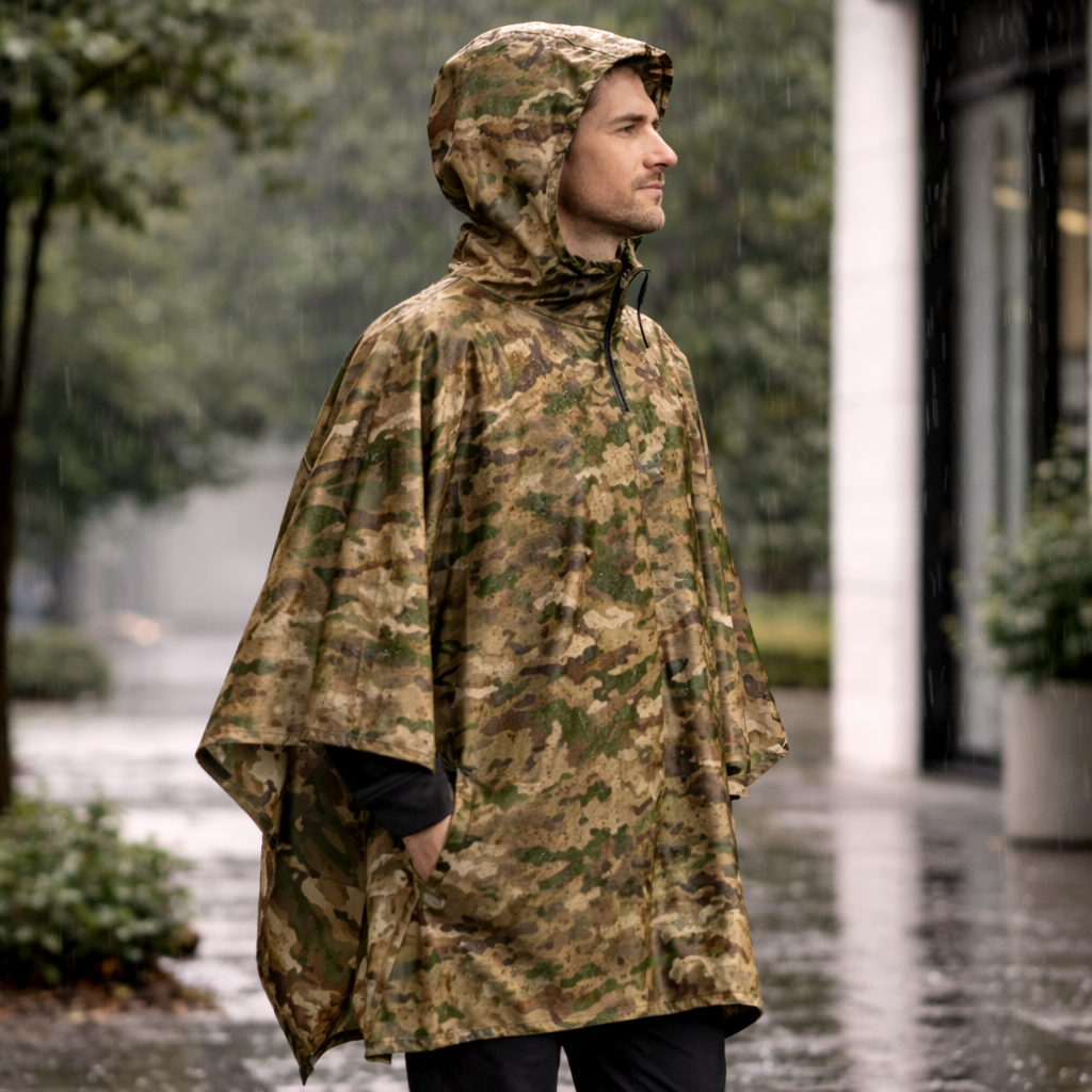 Poncho pluie homme camouflage militaire