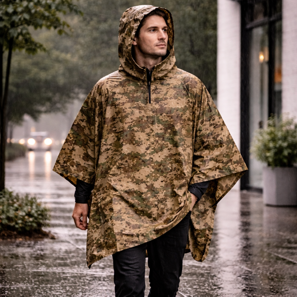 Poncho pluie homme camouflage militaire