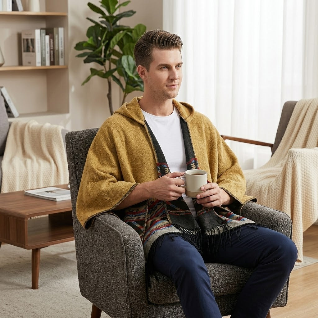 Poncho chaud homme design