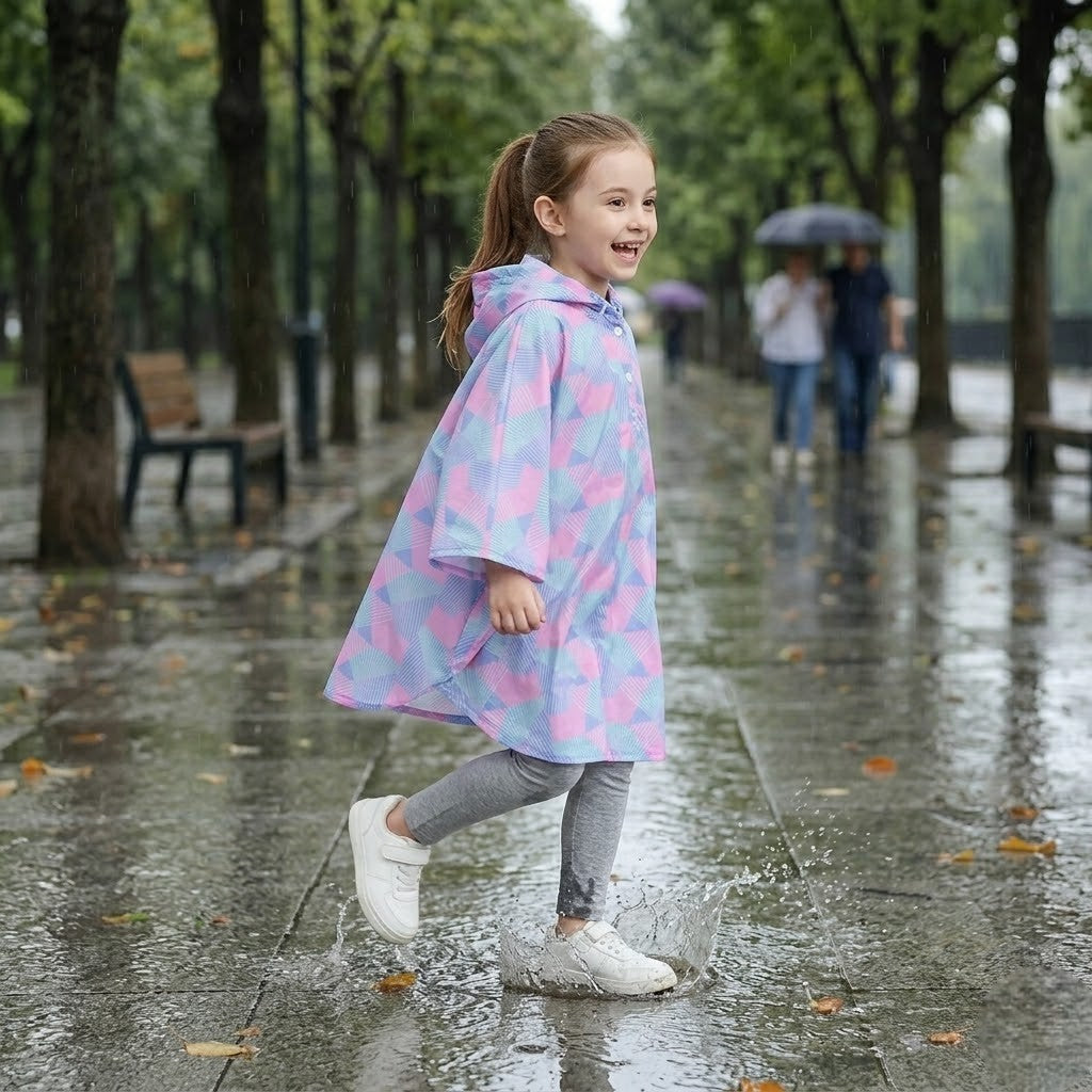 Poncho pluie enfant formes géométriques