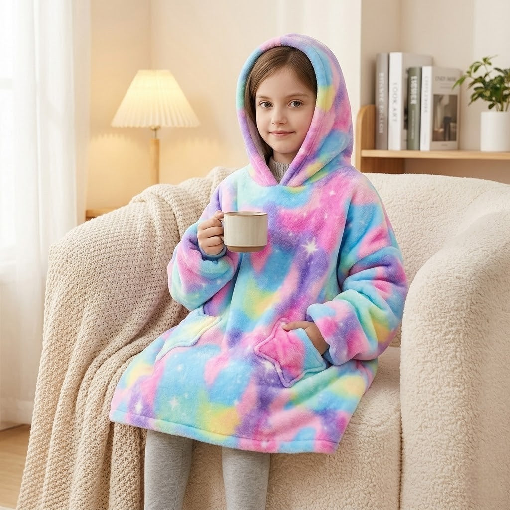 Poncho polaire enfant arc-en-ciel