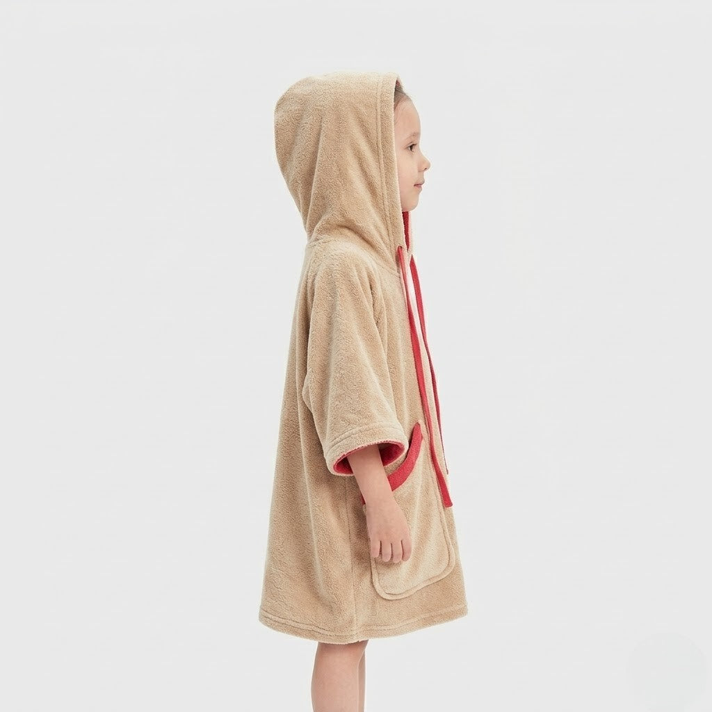 Poncho de bain enfant polaire avec poches