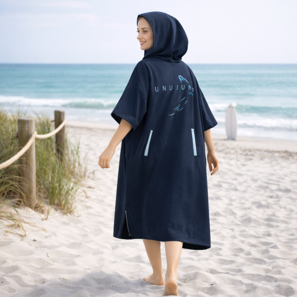 Poncho surf femme bleu marine