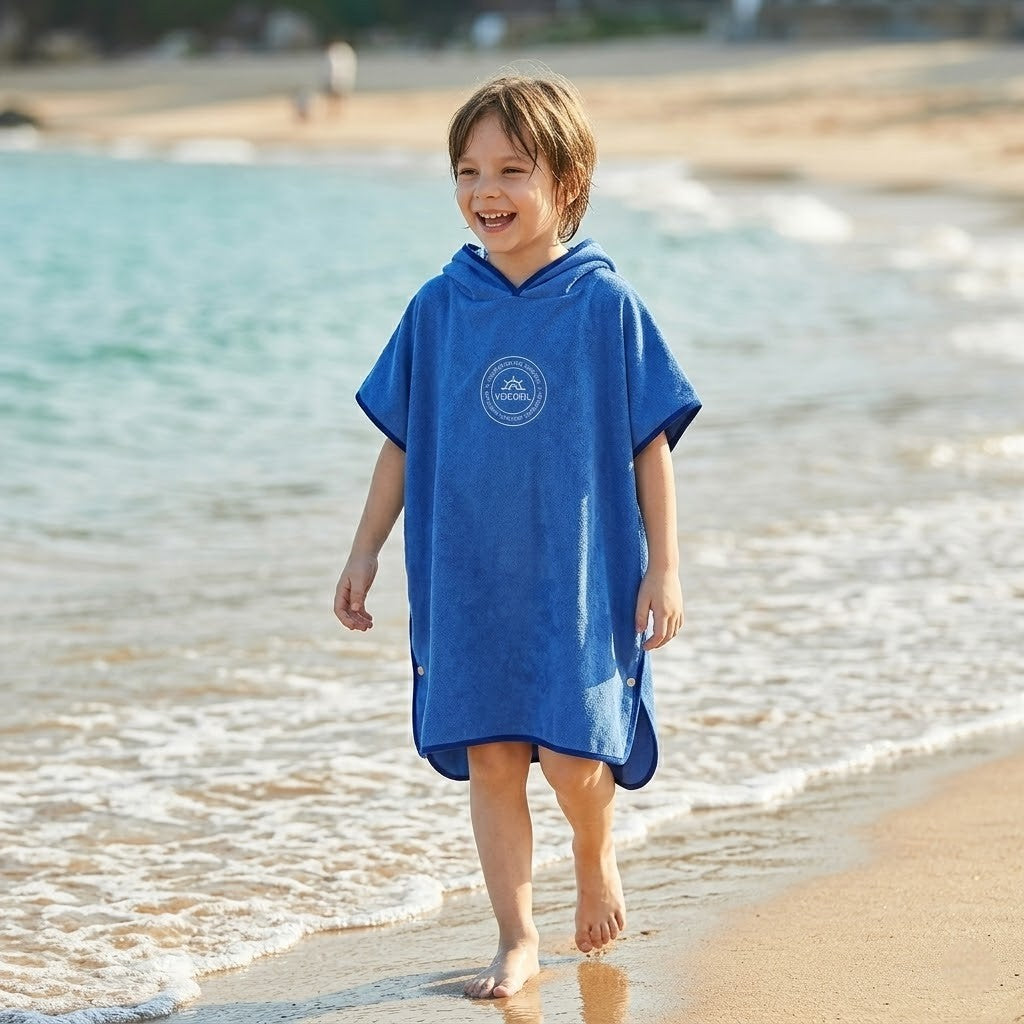 Poncho surf enfant microfibre à capuche
