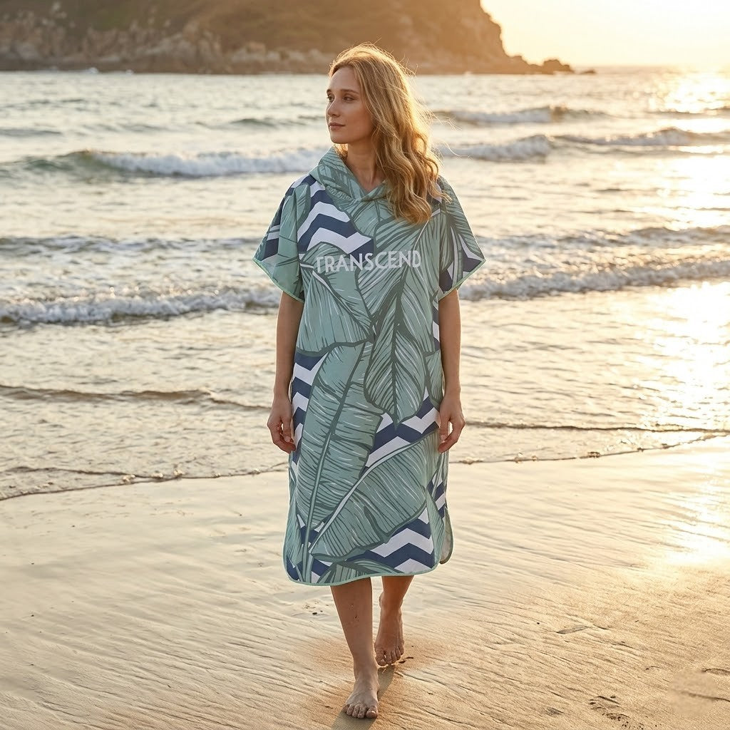 Poncho plage femme tropical