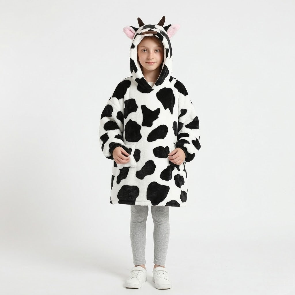 Poncho polaire enfant motif vache