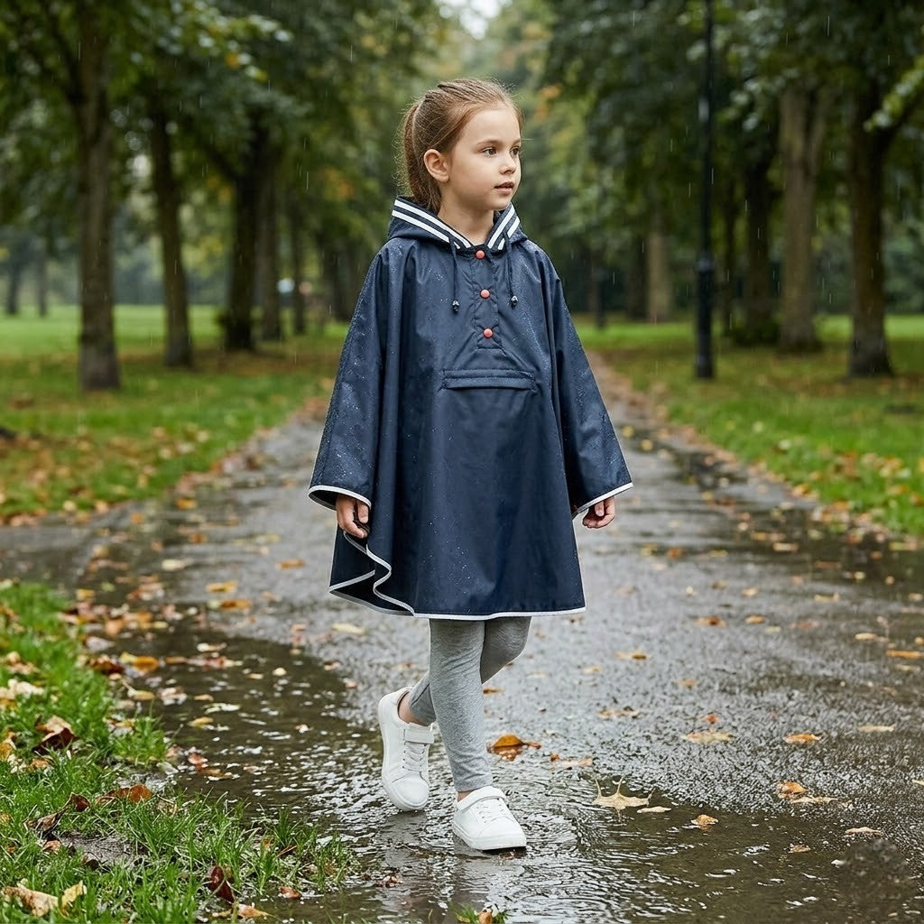 Poncho pluie enfant bleu marine