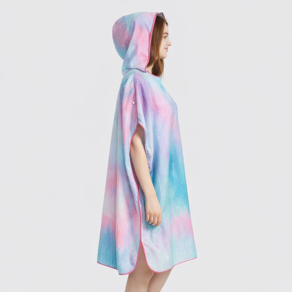 Poncho de bain femme tie-dye pastel