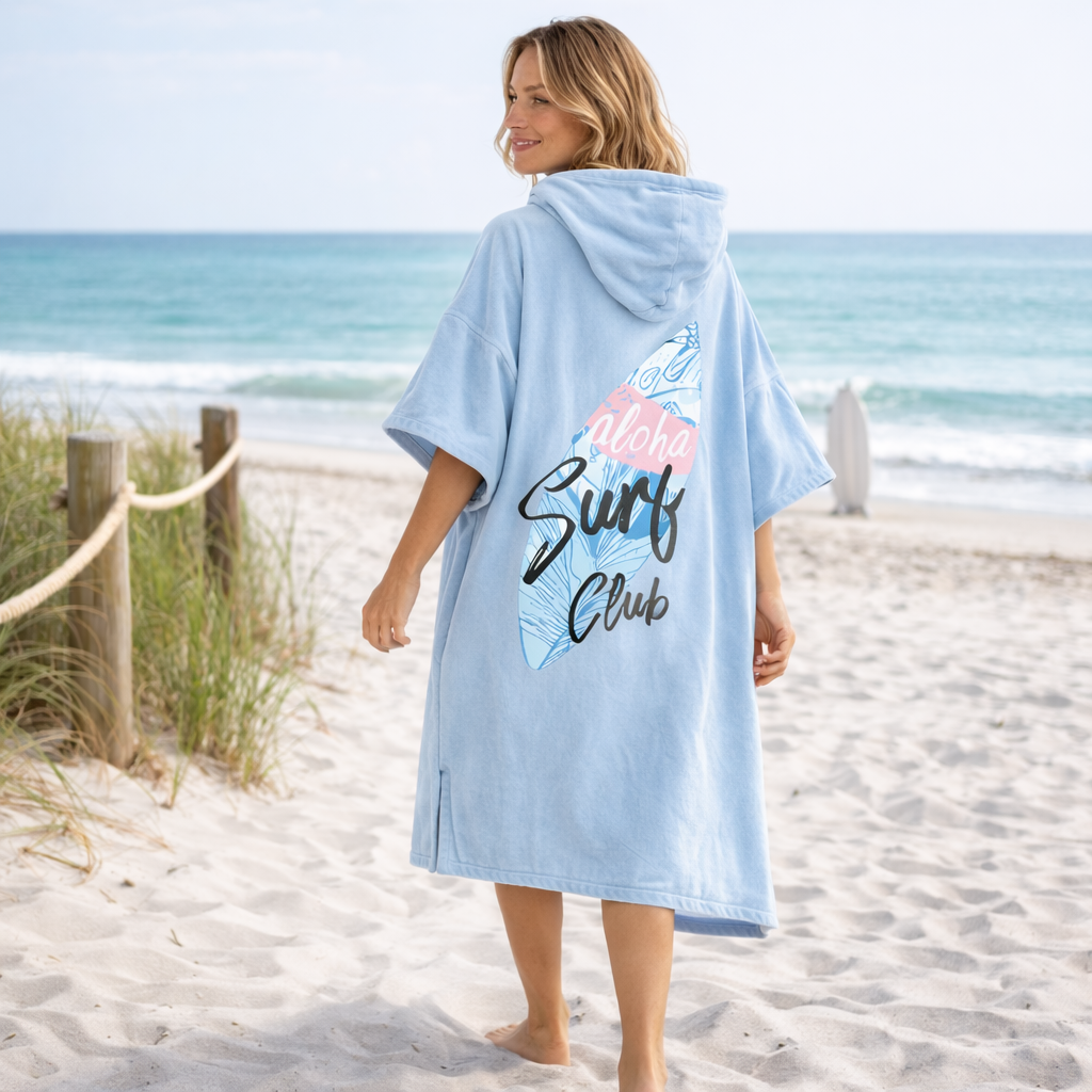 Poncho surf femme bleu