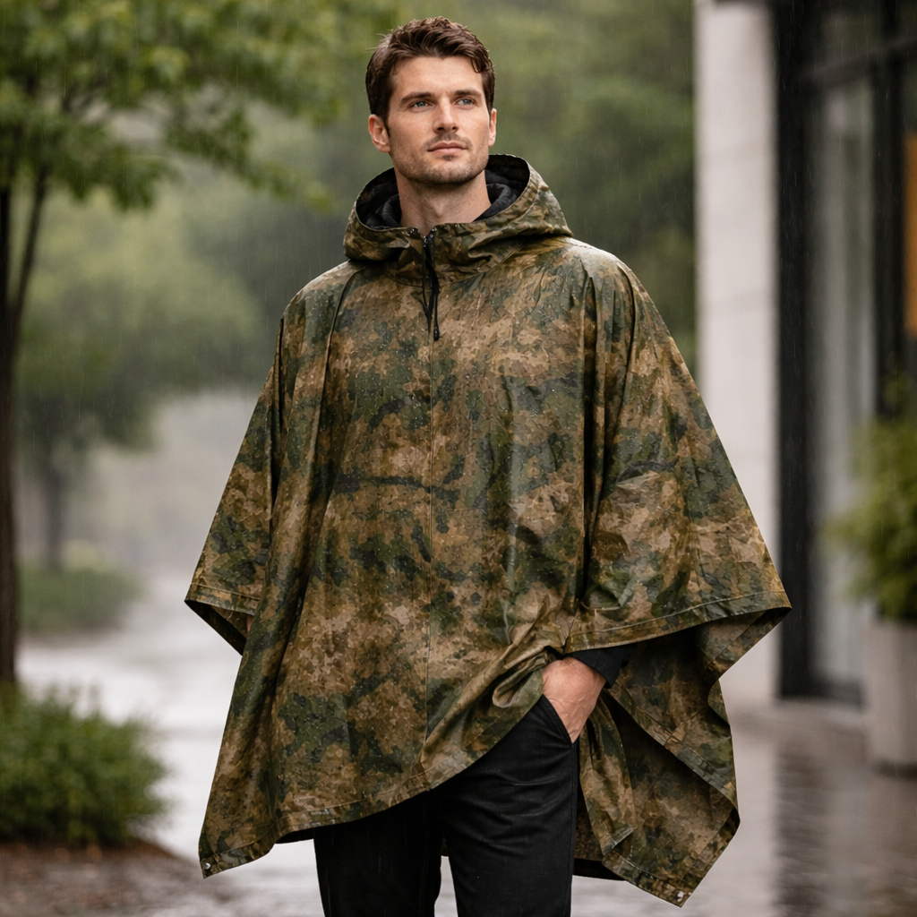 Poncho pluie homme camouflage imperméable