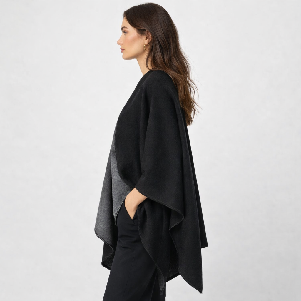 Poncho en laine femme classique