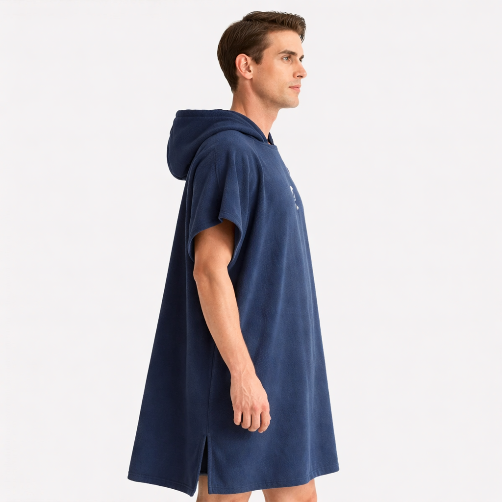 Poncho plage homme bleu marine
