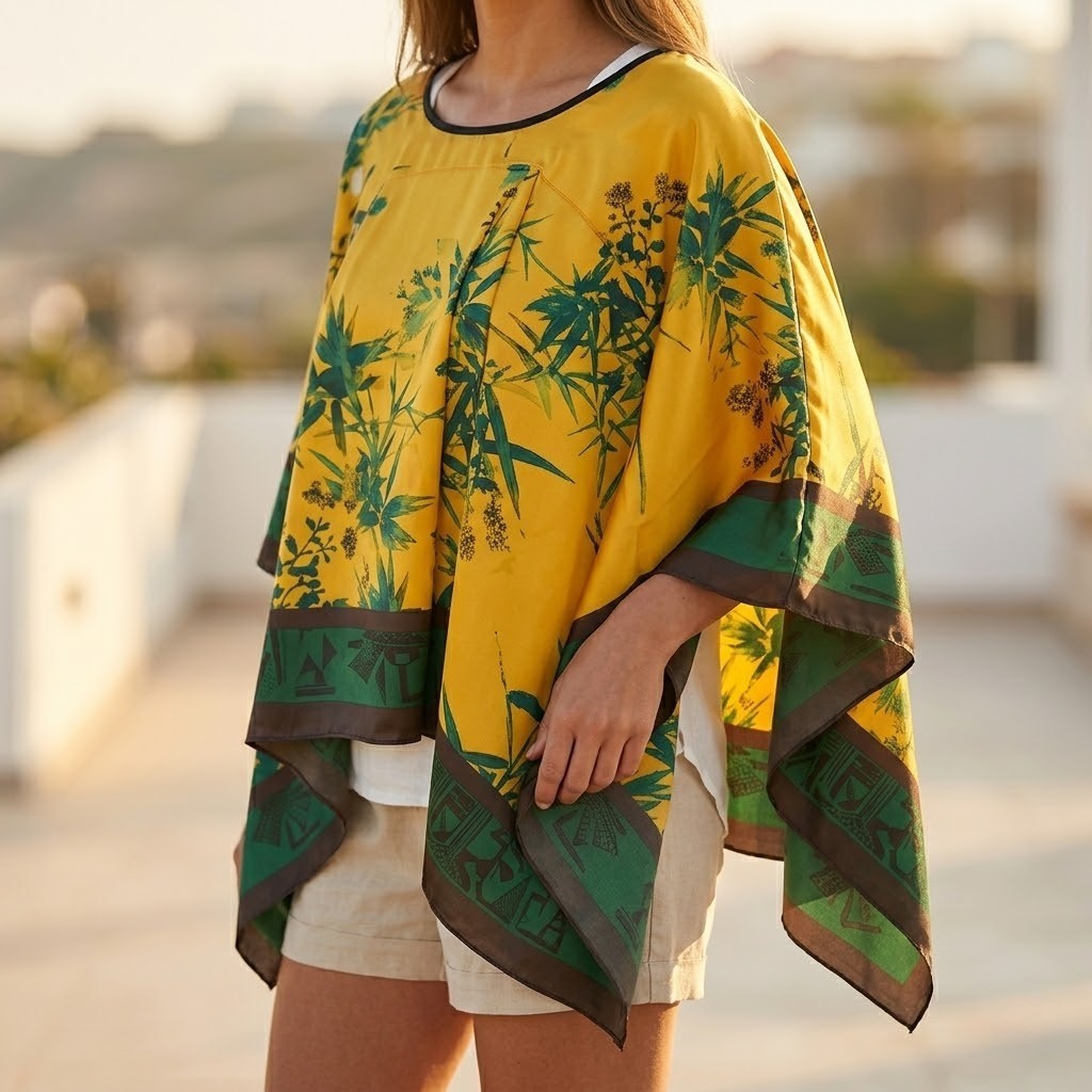 Poncho été femme Jaune