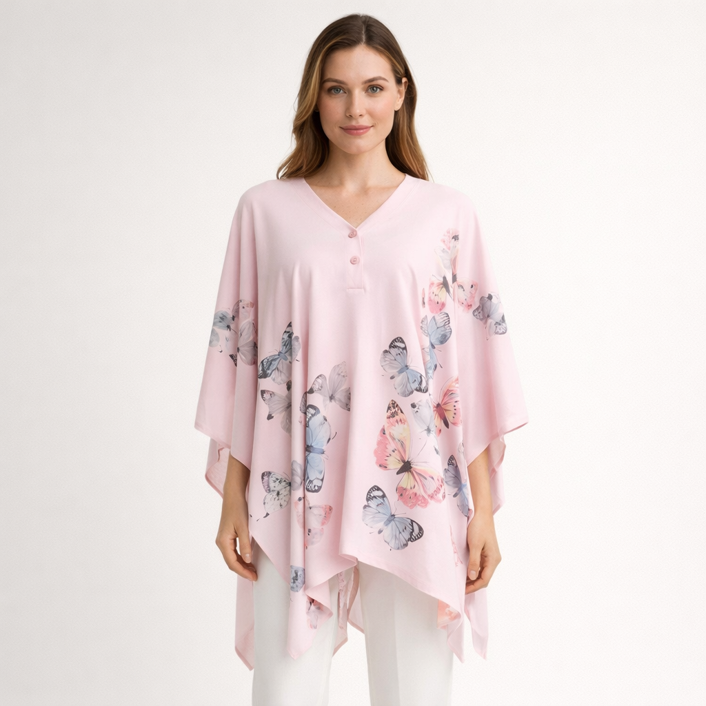 Poncho tendance femme à motifs papillons