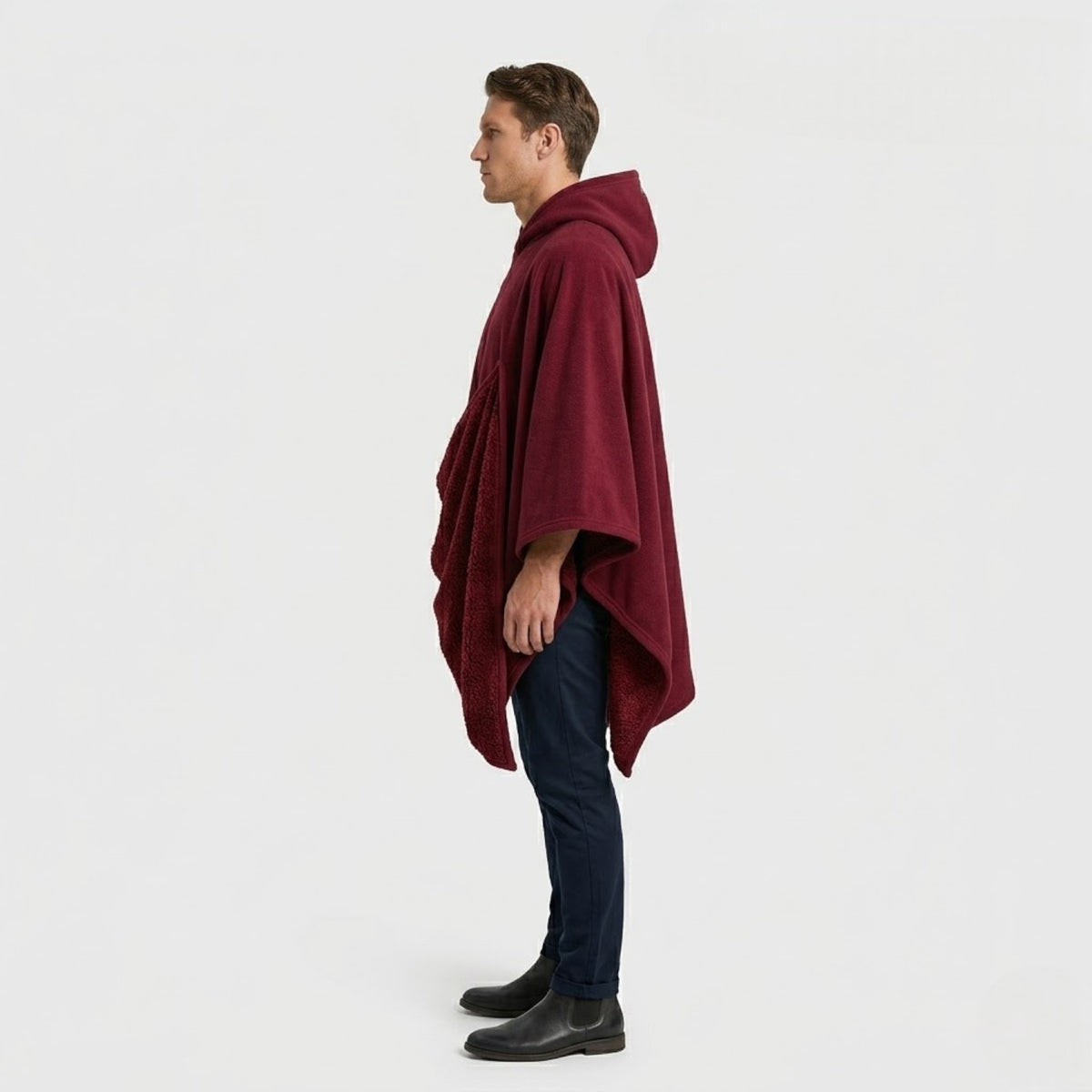 Poncho chaud homme avec capuche