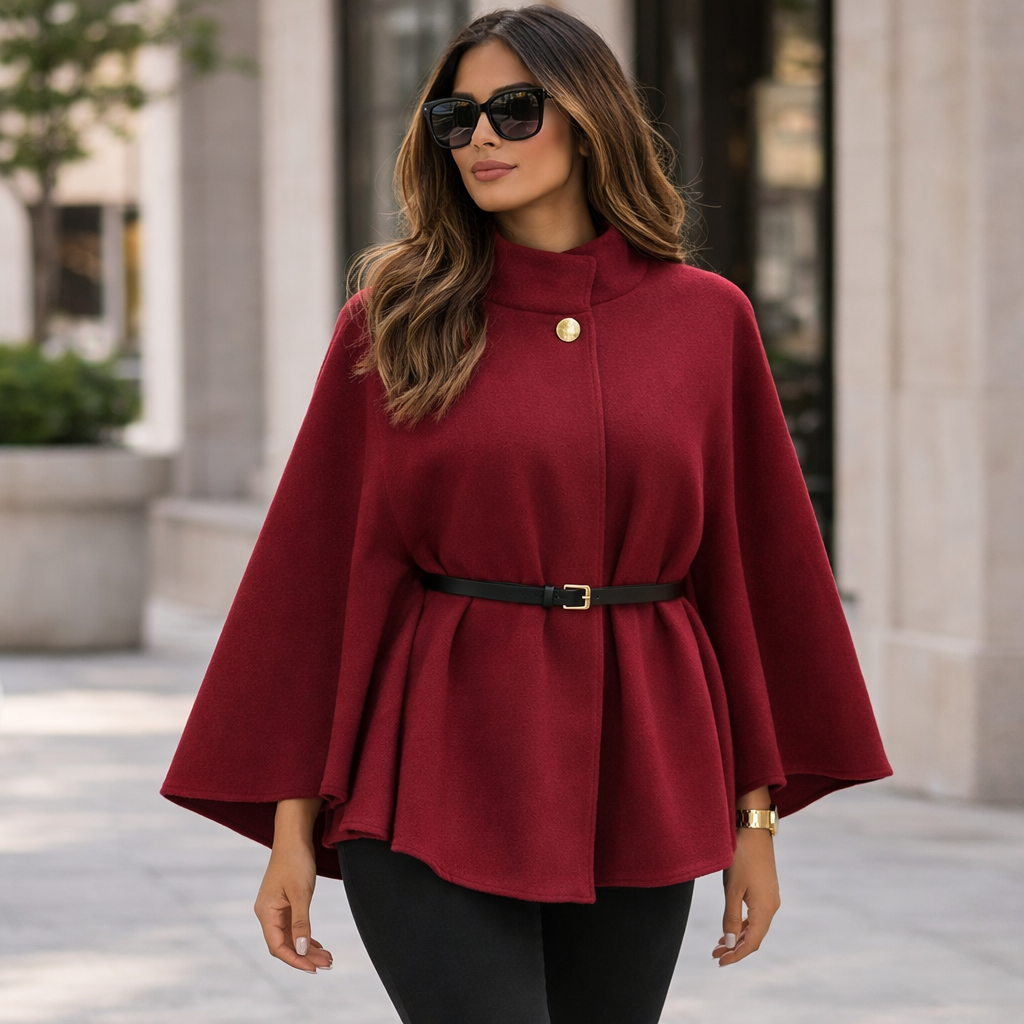 Poncho tendance femme ceinturé