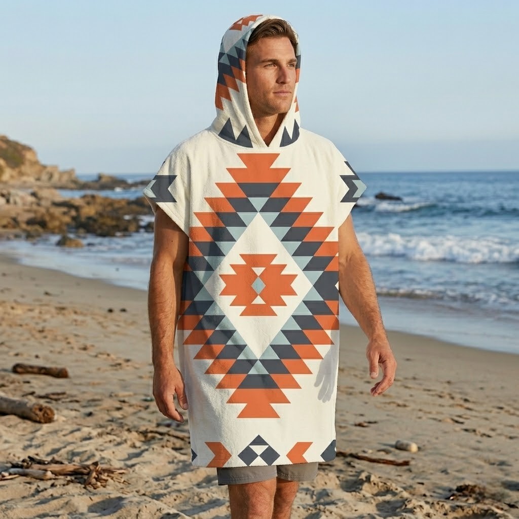 Poncho plage homme totem