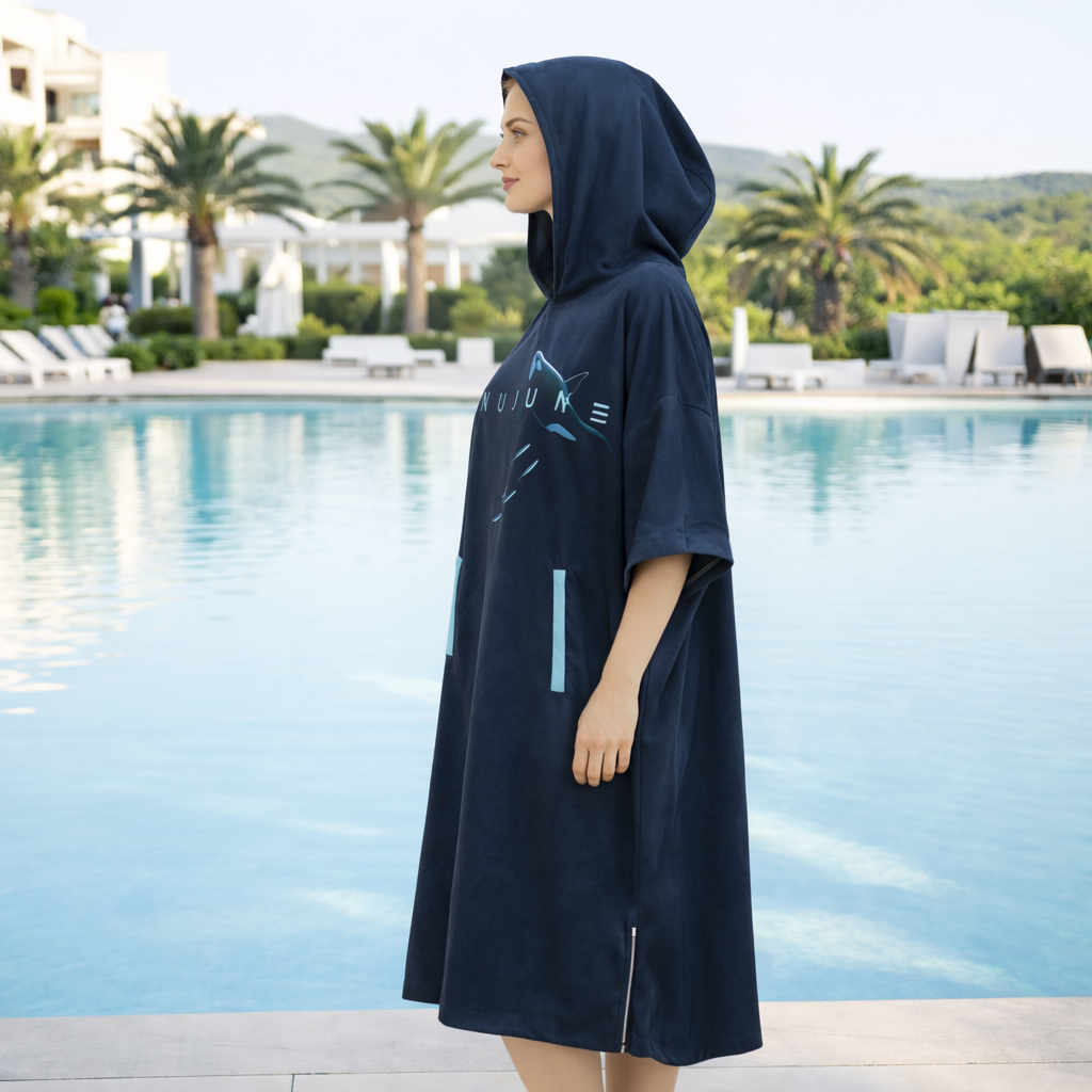 Poncho surf femme bleu marine