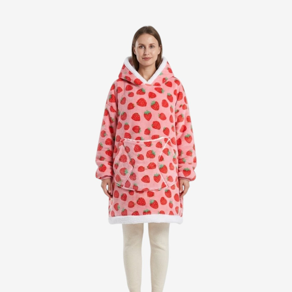 Poncho polaire femme Fraise