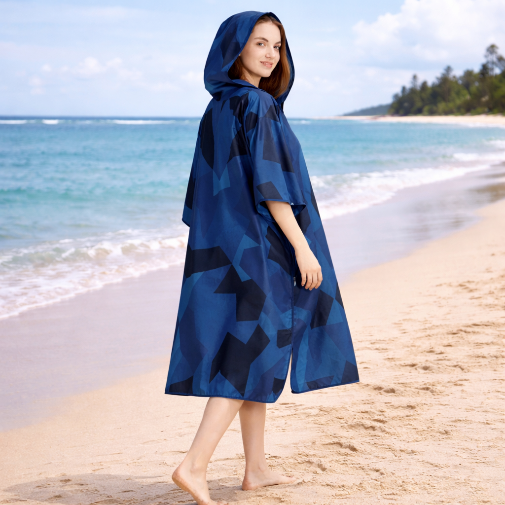 Poncho surf femme imprimé géométrique