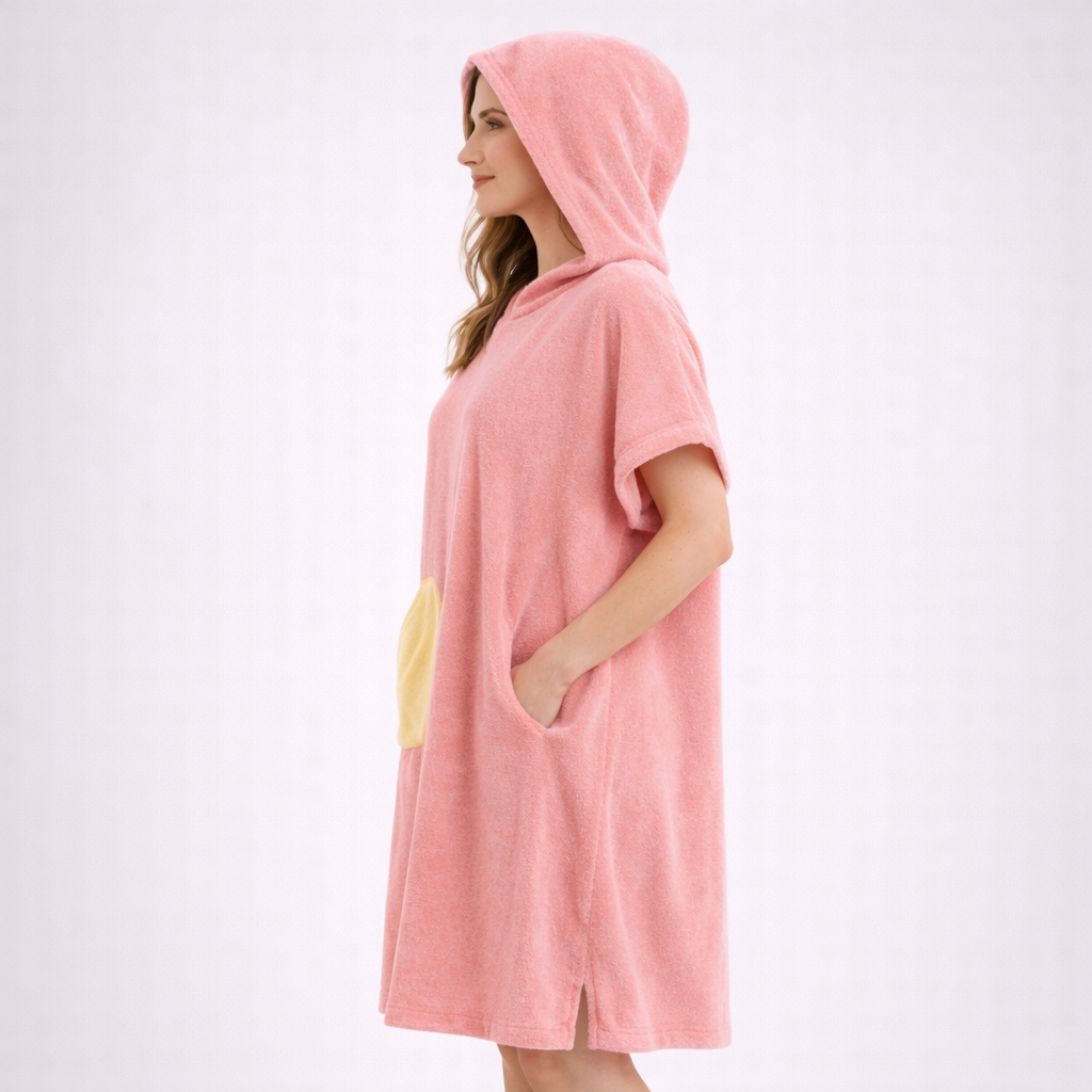 Poncho de bain femme rose