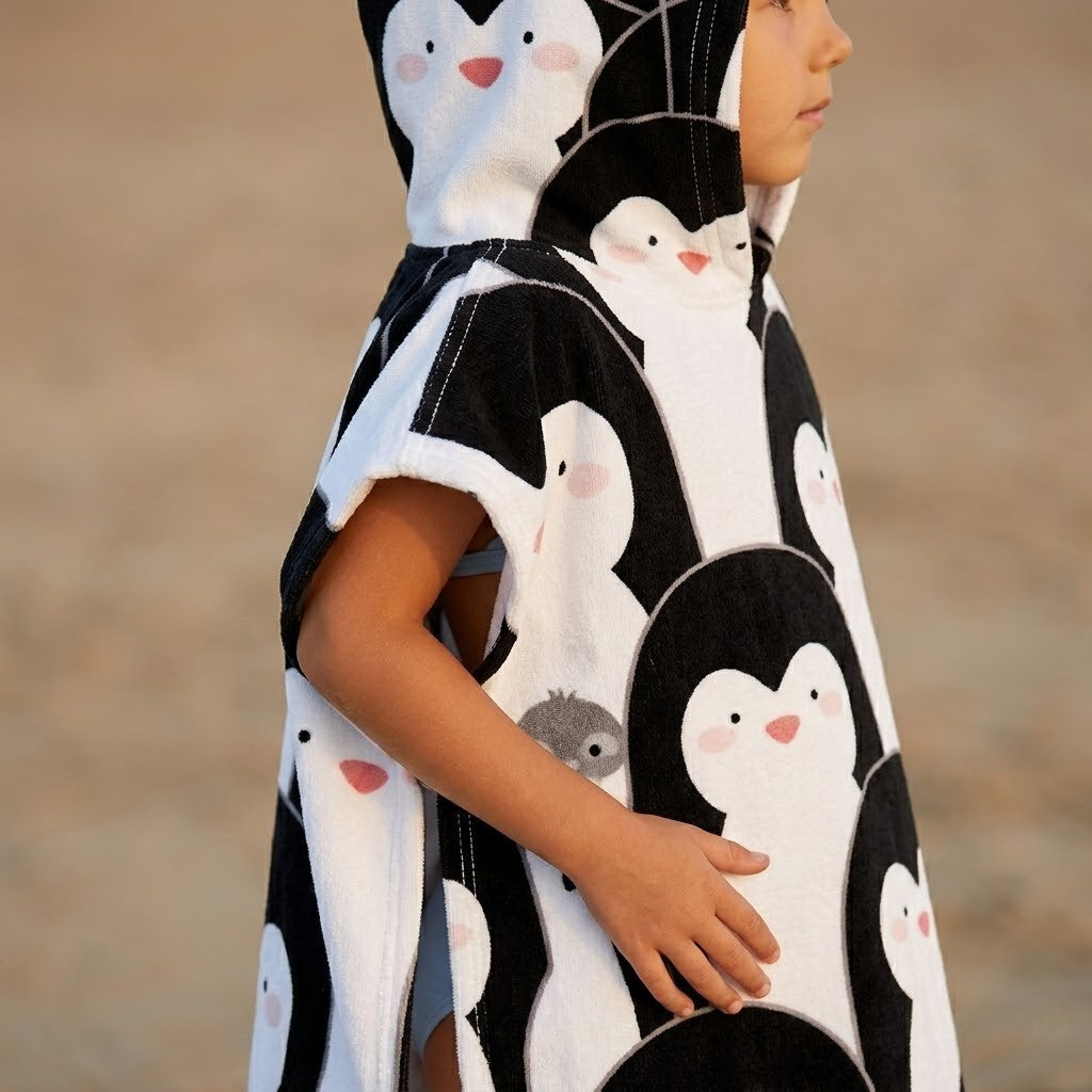 Poncho de plage enfant pinguouin