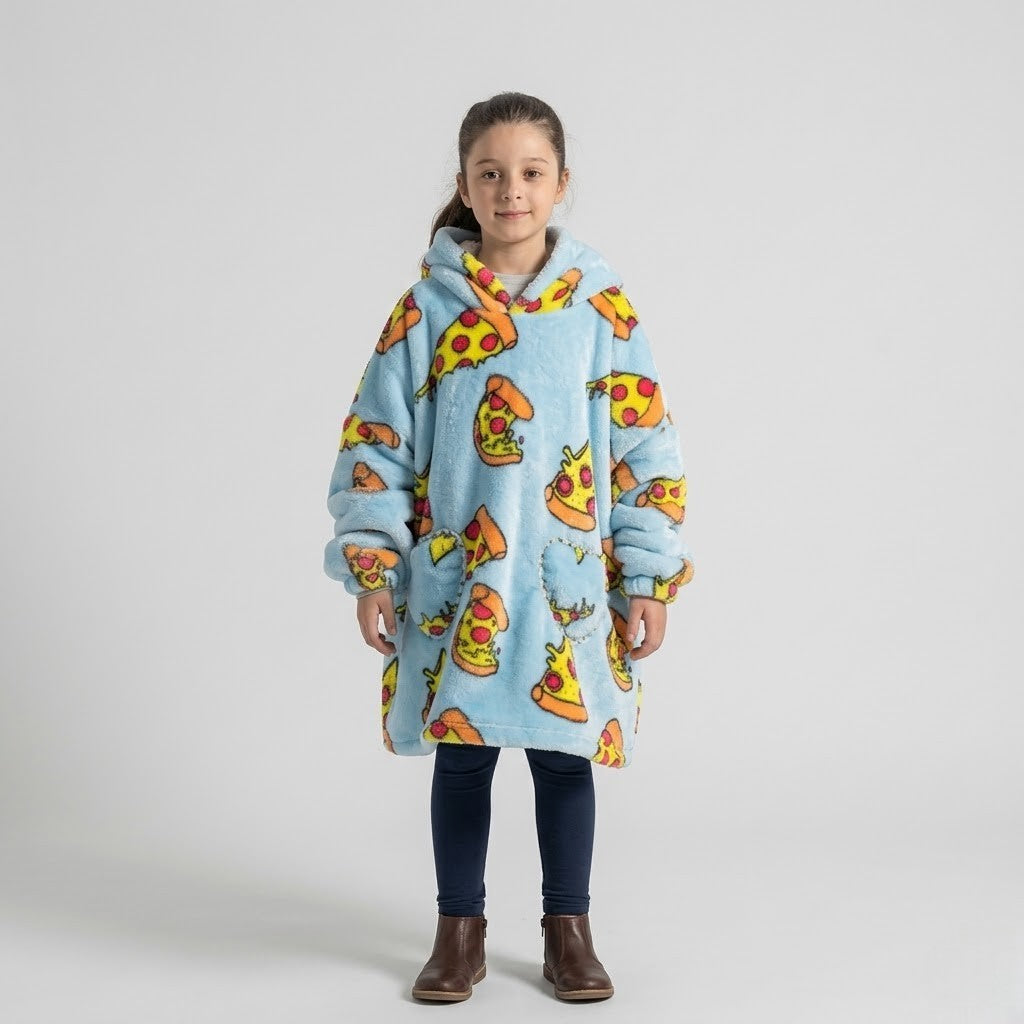 Poncho polaire enfant pizza