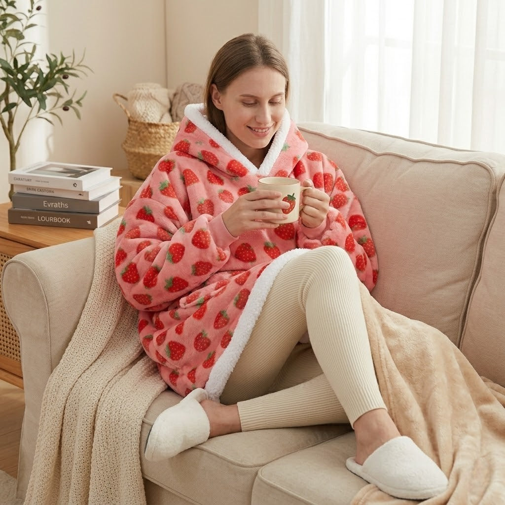 Poncho polaire femme Fraise