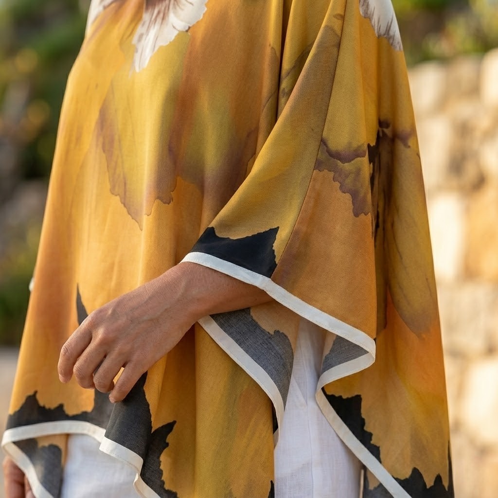Poncho été femme fleuri