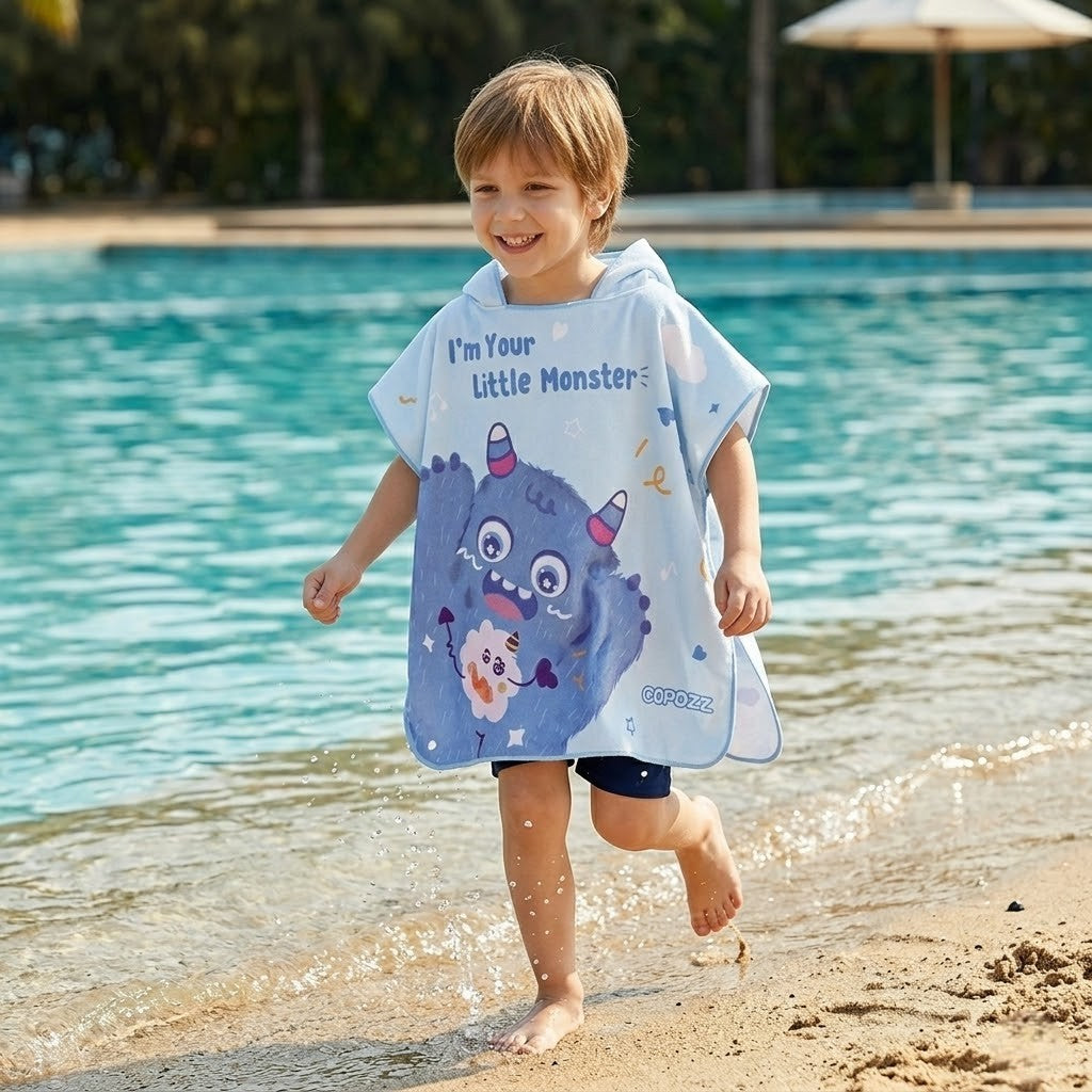 Poncho de bain enfant petit monstre