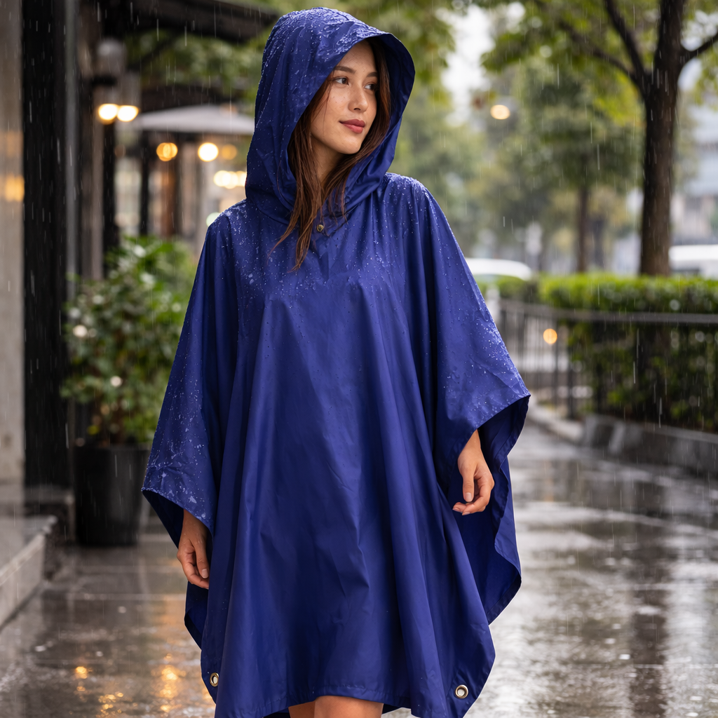 Poncho pluie femme compact